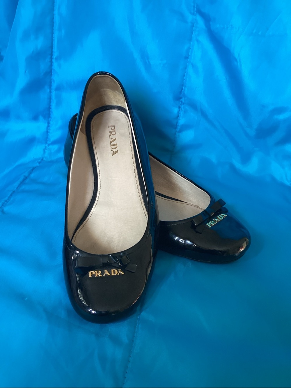 Prada Black Patent Leather Ballet Flats